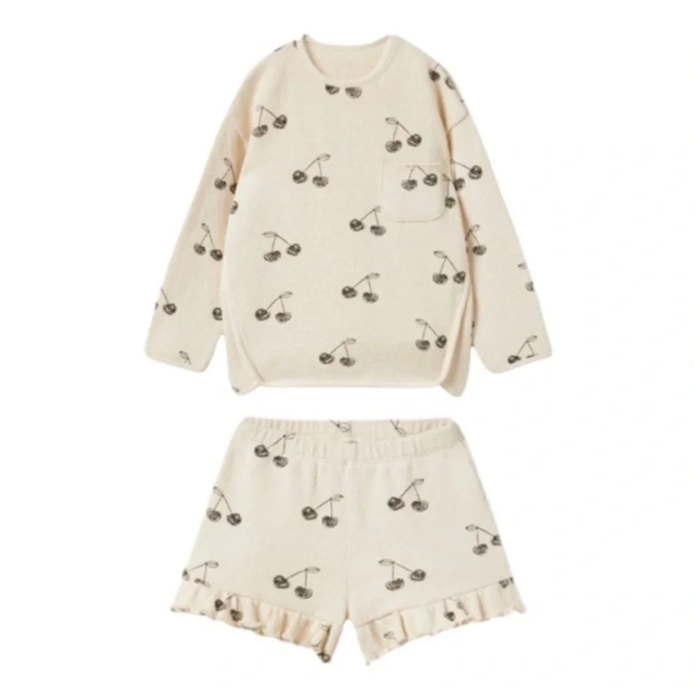 ZARA TODDLER GIRL CHERRY SWEATSHIRT & SHORTS